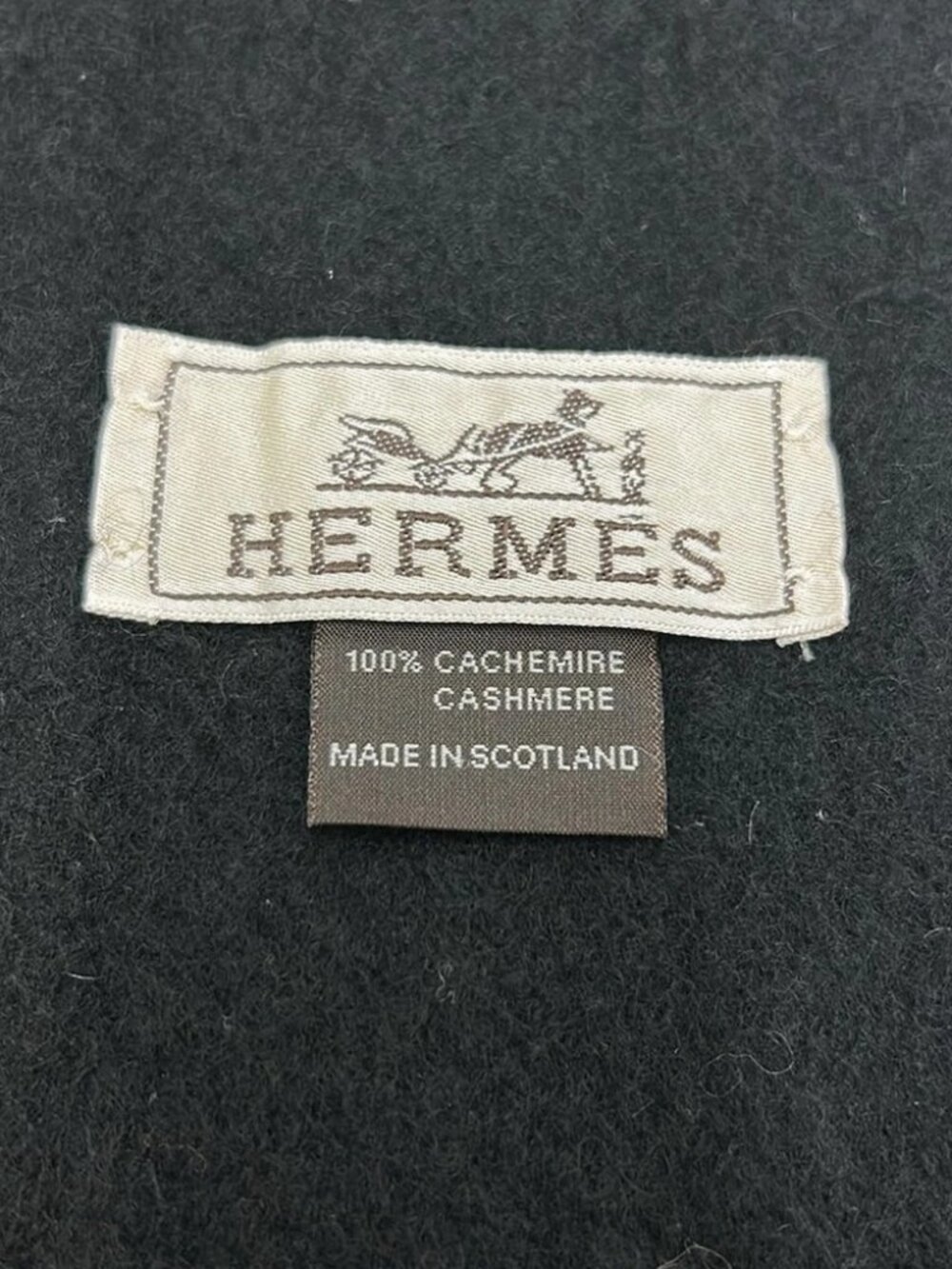 HERMES - Black Cashmere Scarf - Picture 2 of 3
